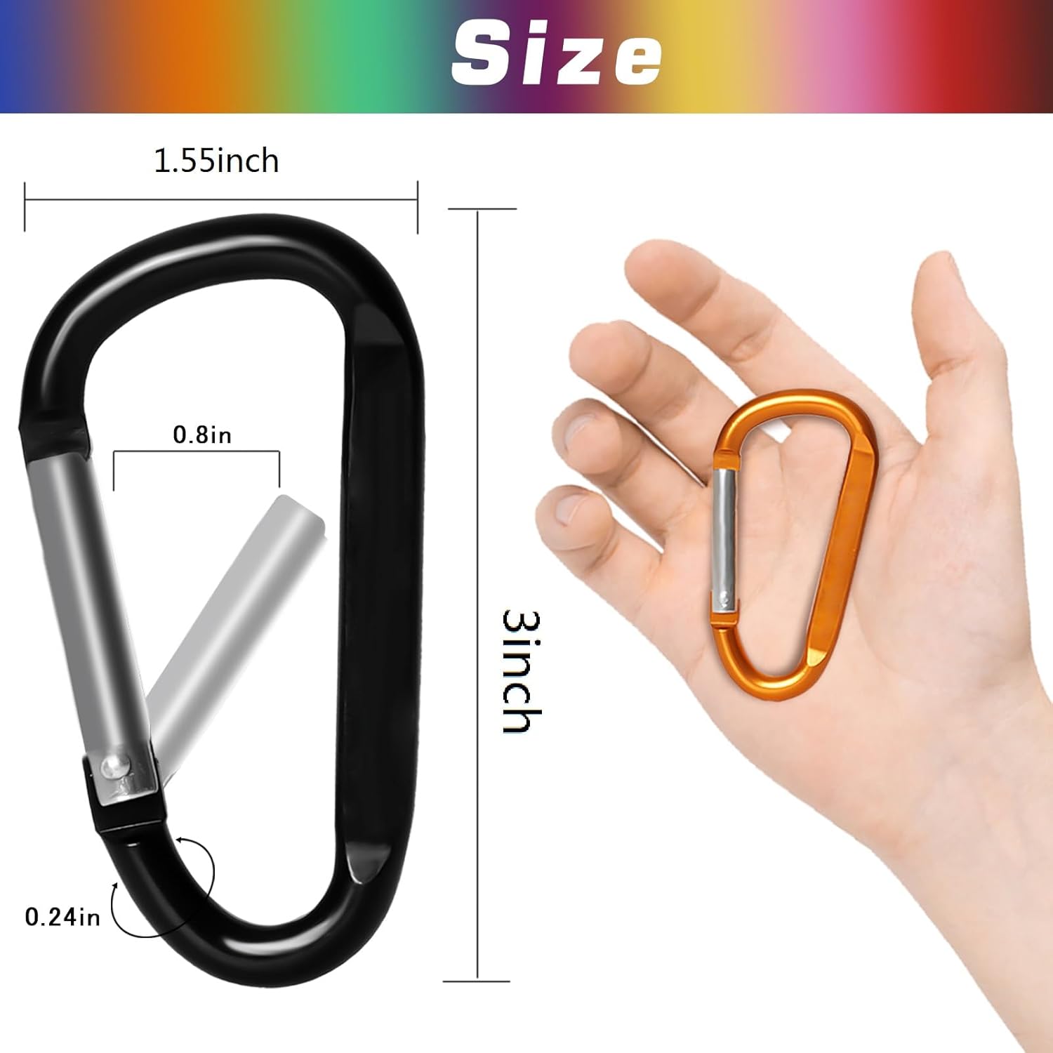 12PCS Carabiner Keychain Clip - Image 5