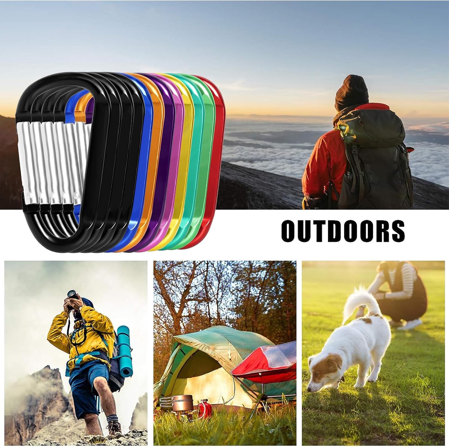 12PCS Carabiner Keychain Clip - Image 6